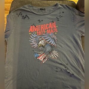 Zutter American 1977 Made Distressed Oversized Gray T-Shirt